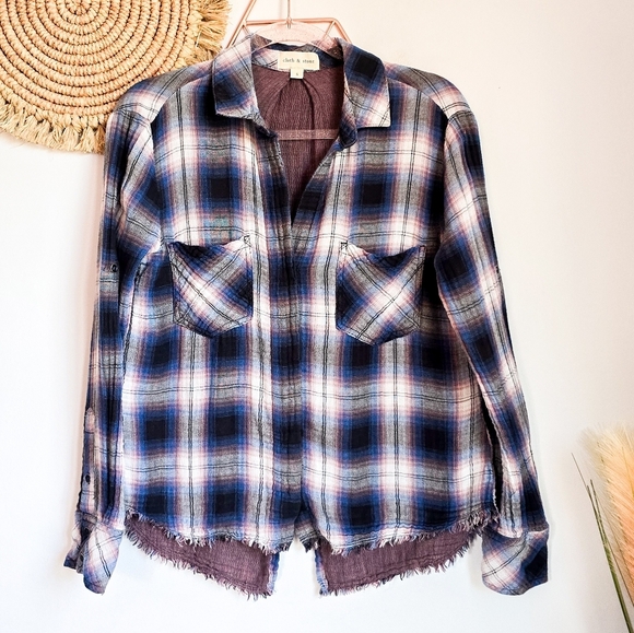 Anthropologie, Cloth & Stone Plaid Cotton Gauze Button Front Shirt Size Small - Picture 1 of 9